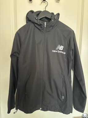 New Balance Black Hooded Zip Jacket with White Logo
